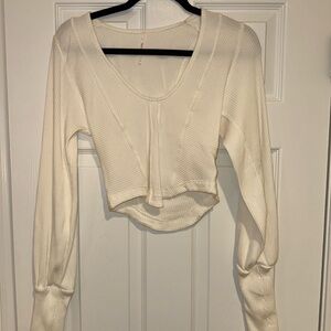 Urban Outfitters corset long puff sleeve top in white, size larger